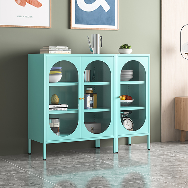 Rounded Corner Tempered Glass Door Cabinet