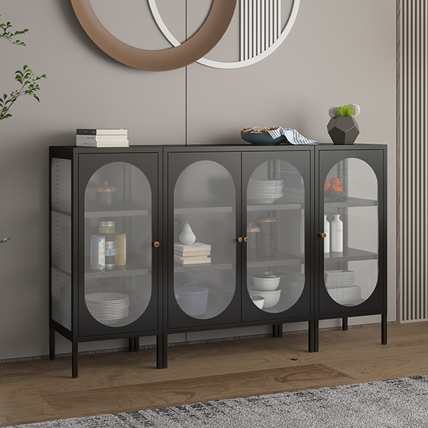 Rounded Corner Tempered Glass Door Cabinet