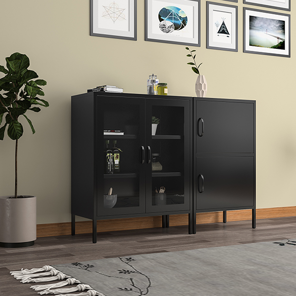 Single Door Rounded glass Low Cabinet