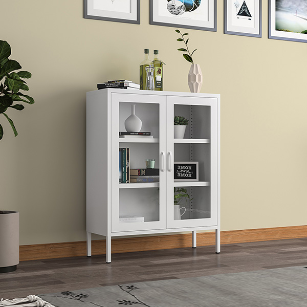 Single Door Rounded glass Low Cabinet