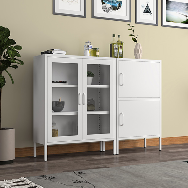 Single Door Rounded glass Low Cabinet