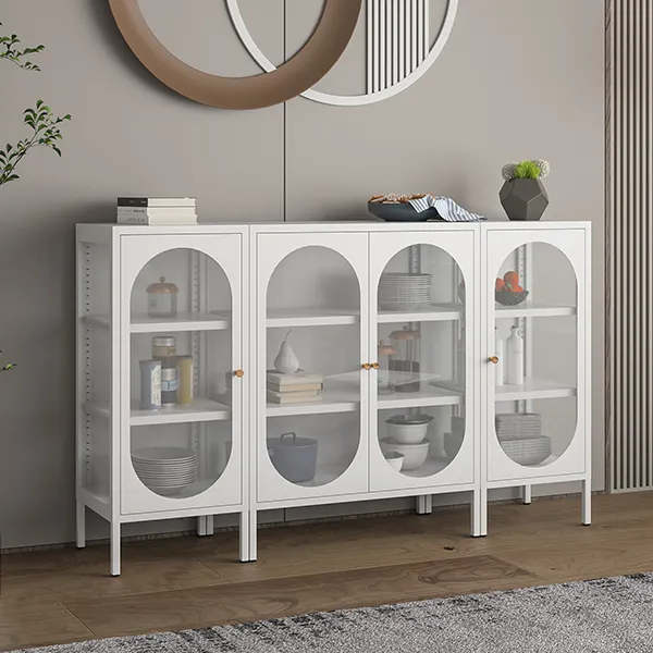 Rounded Corner Tempered Glass Door Cabinet