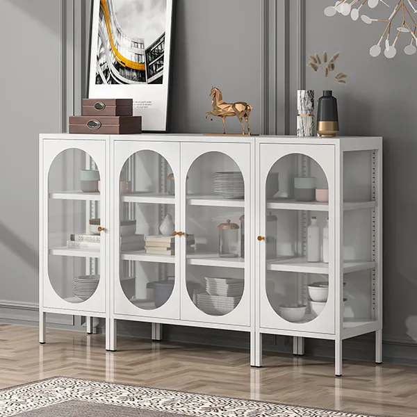 Rounded Corner Tempered Glass Door Cabinet